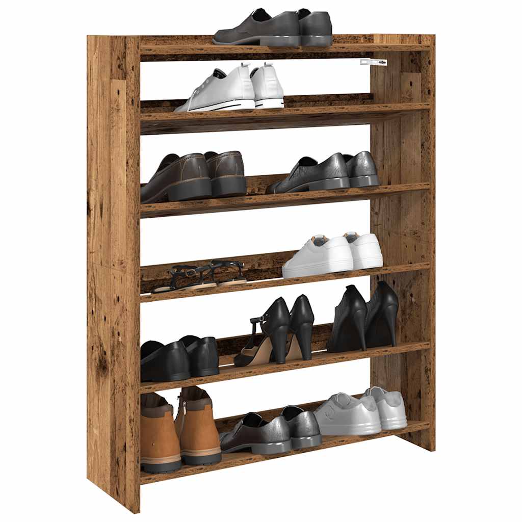 Vidaxl Shoe Rack 80x25x100 cm bearbetat trä gammalt trä -färgat