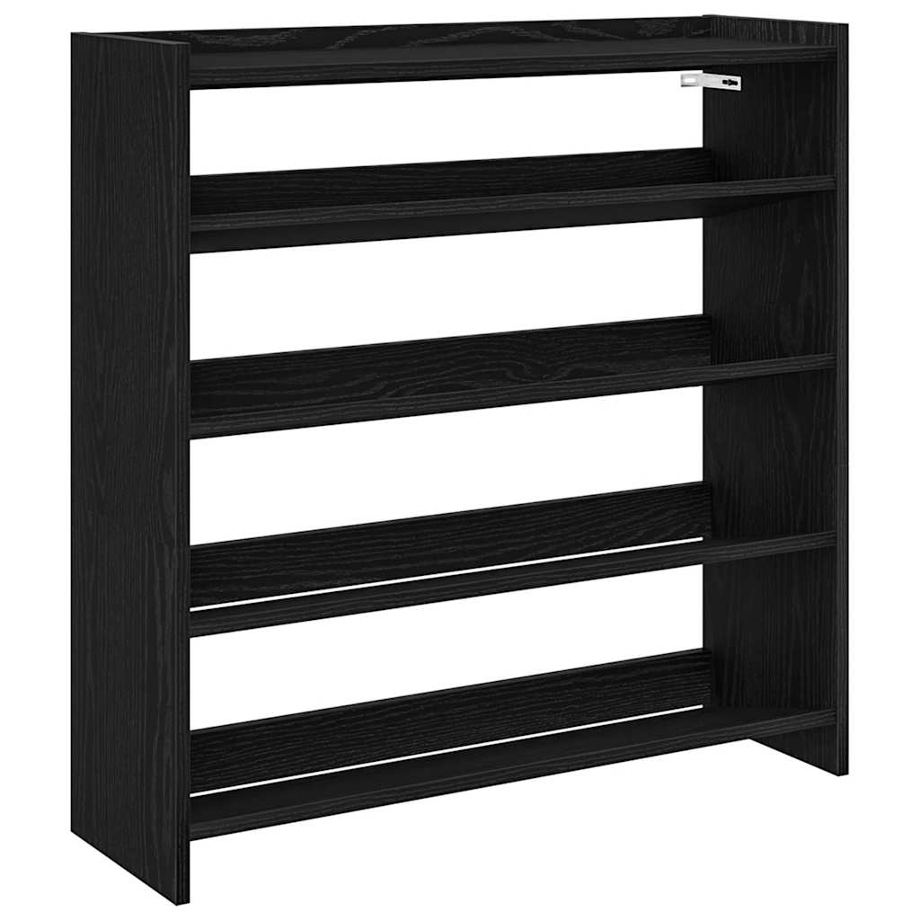 Vidaxl Shoe Rack 80x25x81 cm de madera procesada Negro