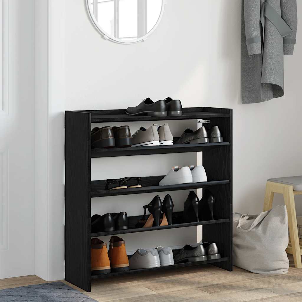 Vidaxl Shoe Rack 80x25x81 cm de madera procesada Negro