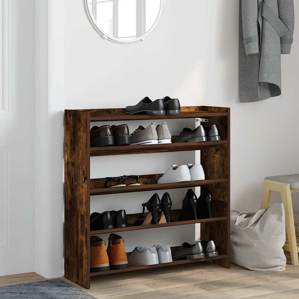 Vidaxl Shoe Rack 80x25x81 cm bearbetat trä rökt ekfärgad