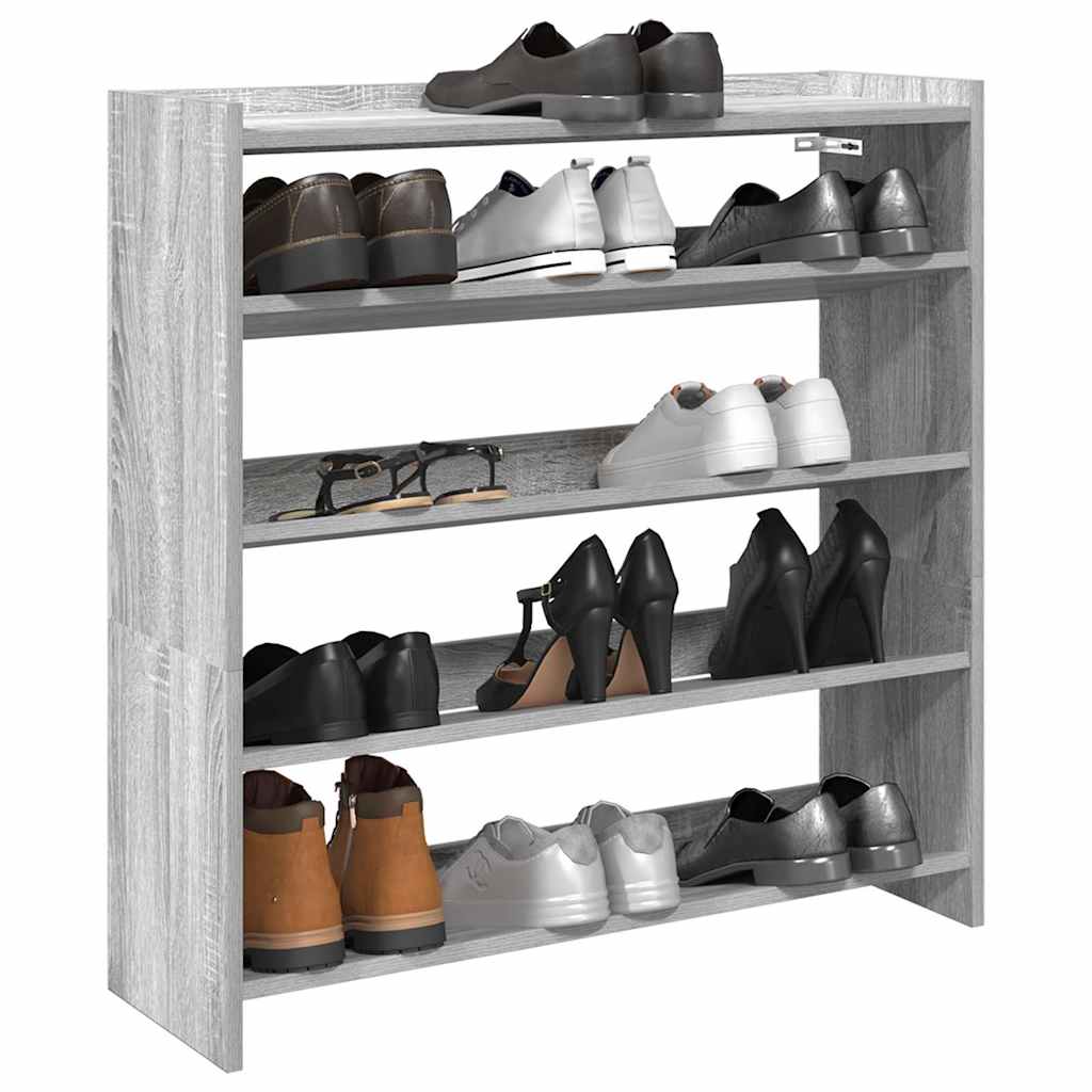 Vidaxl Shoe Rack 80x25x81 cm bearbetad trägrå sonoma ekfärg