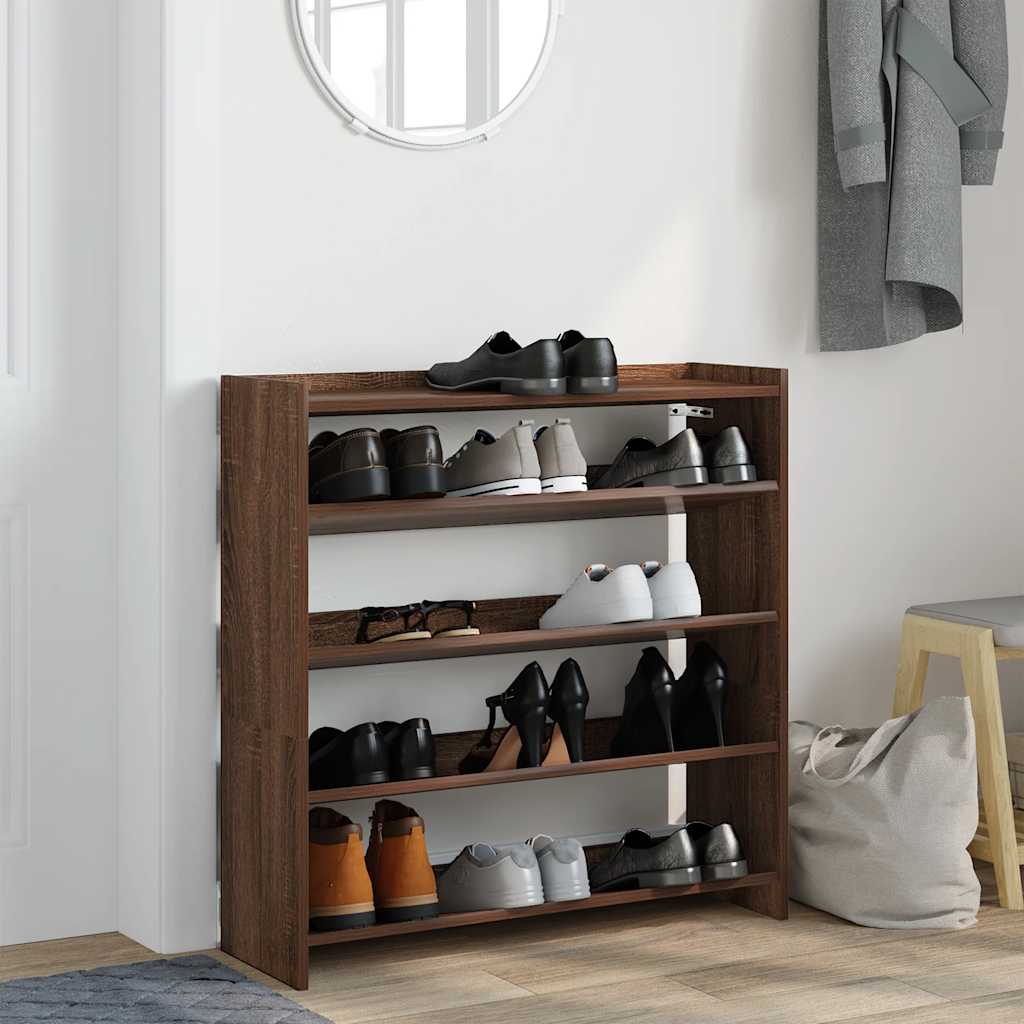 Vidaxl Shoe Rack 80x25x81 CM Przetworzony drewniany brązowy dąb