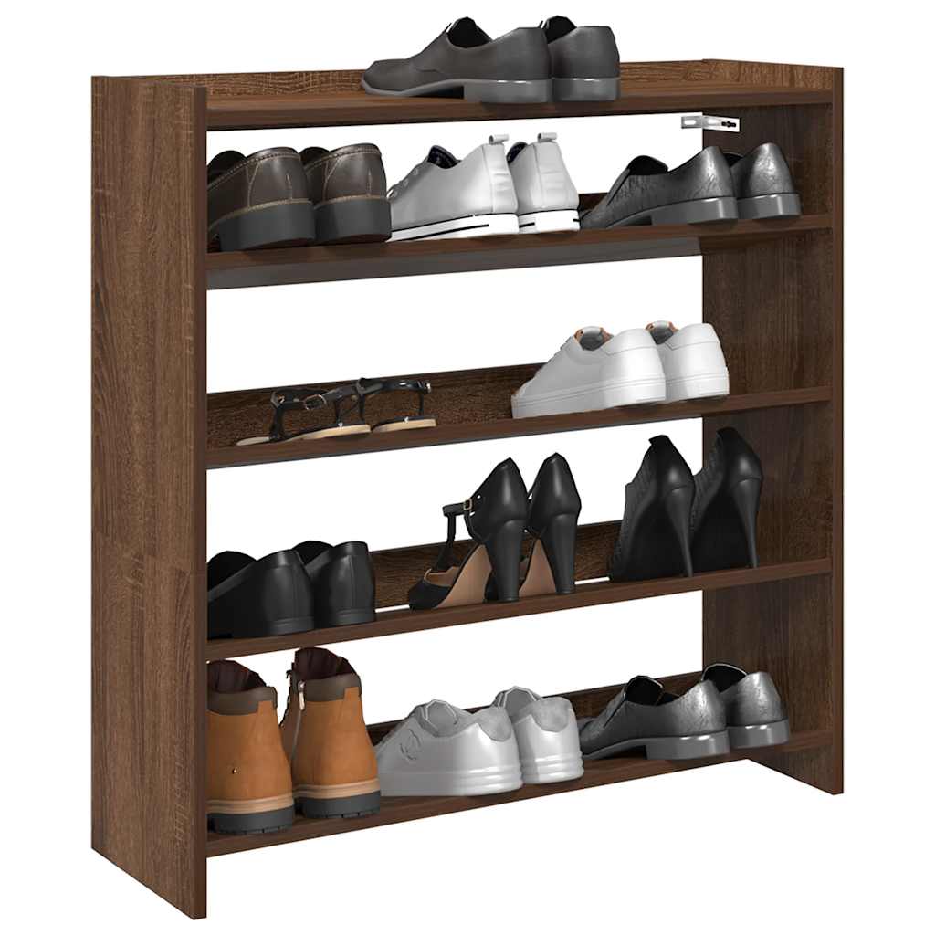 Rack de chaussures Vidaxl 80x25x81 cm Couleur de chêne marron en bois transformé