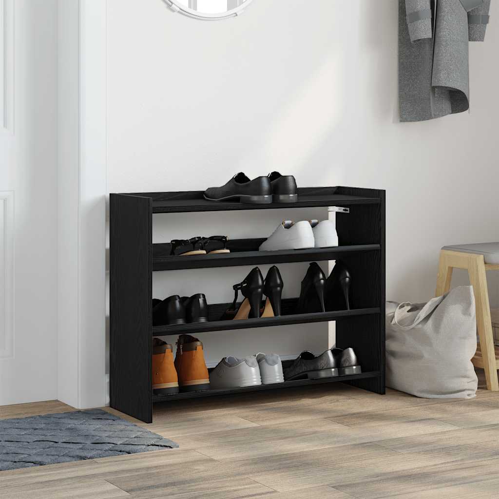 VIDAXL -Schuhregal 80x25x62 cm verarbeitetes Holz schwarz schwarz