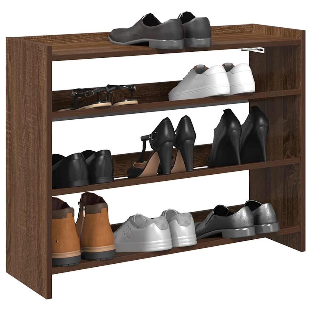 Rack de chaussures Vidaxl 80x25x62 cm Couleur de chêne brun en bois transformé