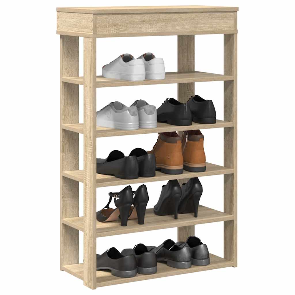 Rack de chaussures Vidaxl 60x30x98 cm Processus en bois sonoma chêne -colored