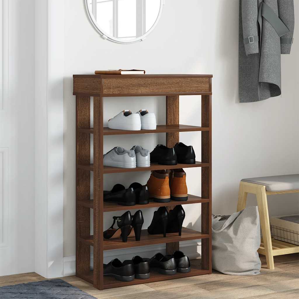 Vidaxl Shoe Rack 60x30x98 cm bearbetad träbrun ekfärg