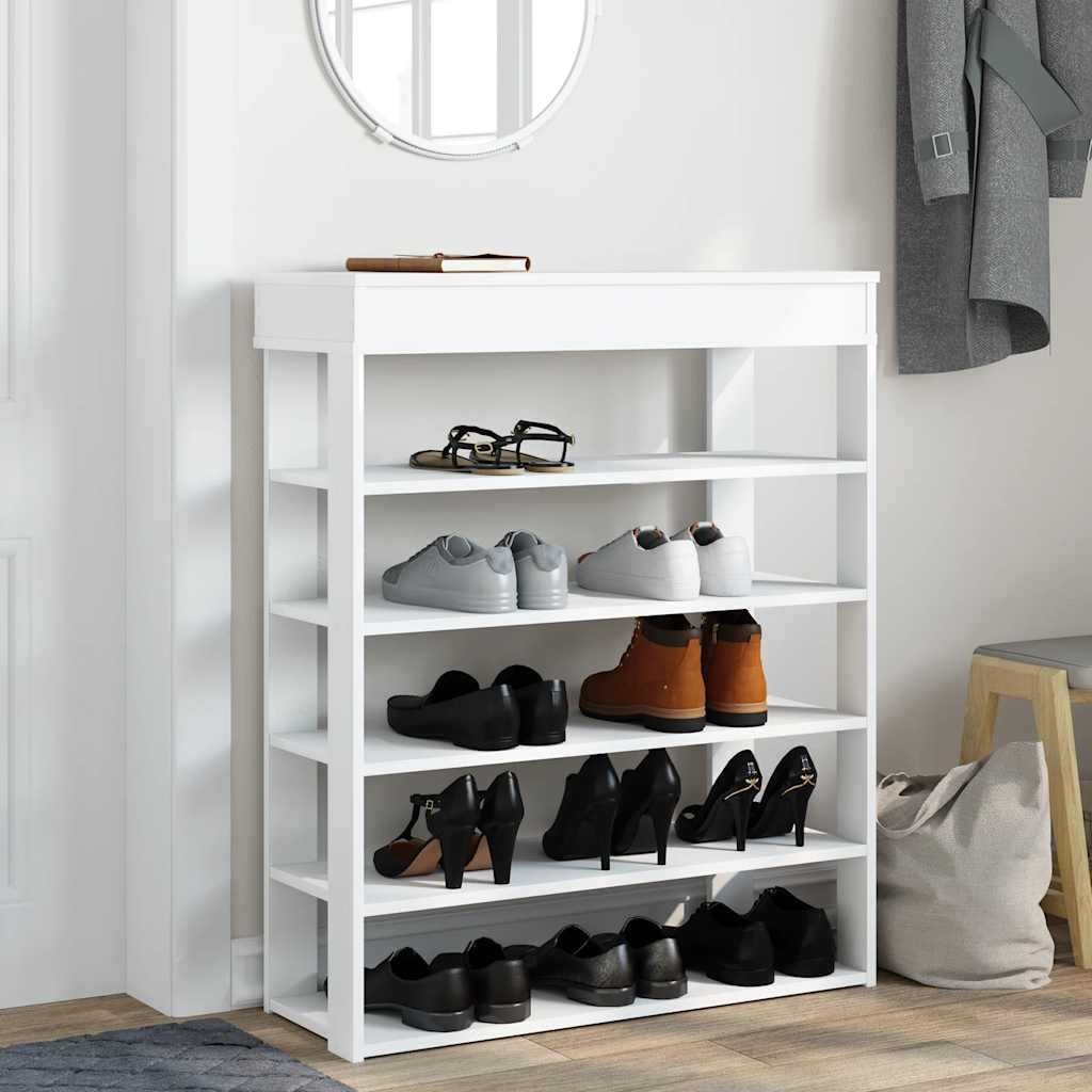 Vidaxl Shoe Rack 80x30x98 cm de madera procesada blanca