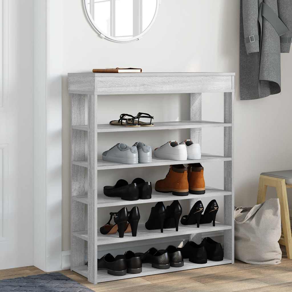 Vidaxl Shoe Rack 80x30x98 cm de madera procesada Sonoma gris