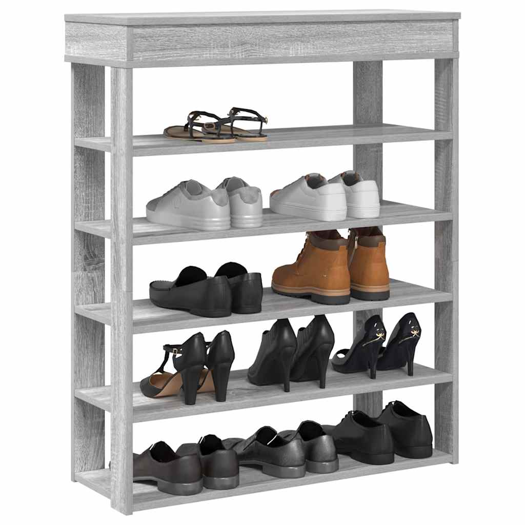 Vidaxl Shoe Rack 80x30x98 cm przetworzony drewniany szary sonoma