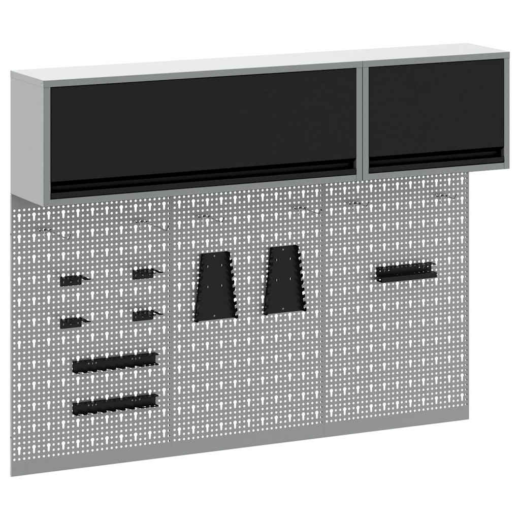 Vidaxl gereedschapskast set met plank 5 pcs zwart gepoedercoat staal