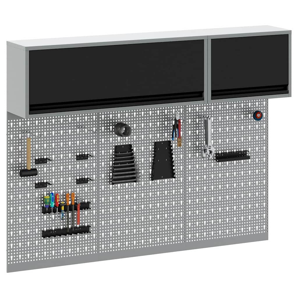 Vidaxl gereedschapskast set met plank 5 pcs zwart gepoedercoat staal
