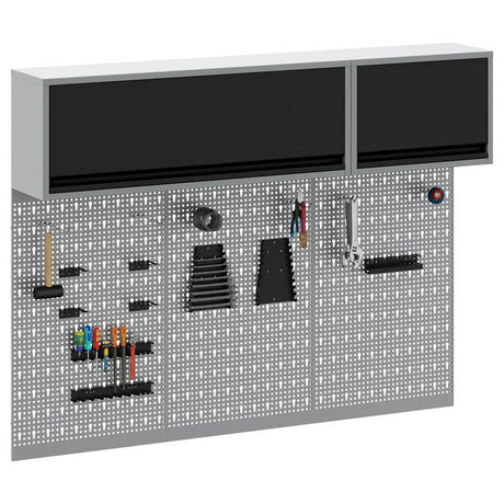 Vidaxl gereedschapskast set met plank 5 pcs zwart gepoedercoat staal
