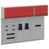Vidaxl gereedschapskast set met plank 5 pcs rood gepoedercoat staal