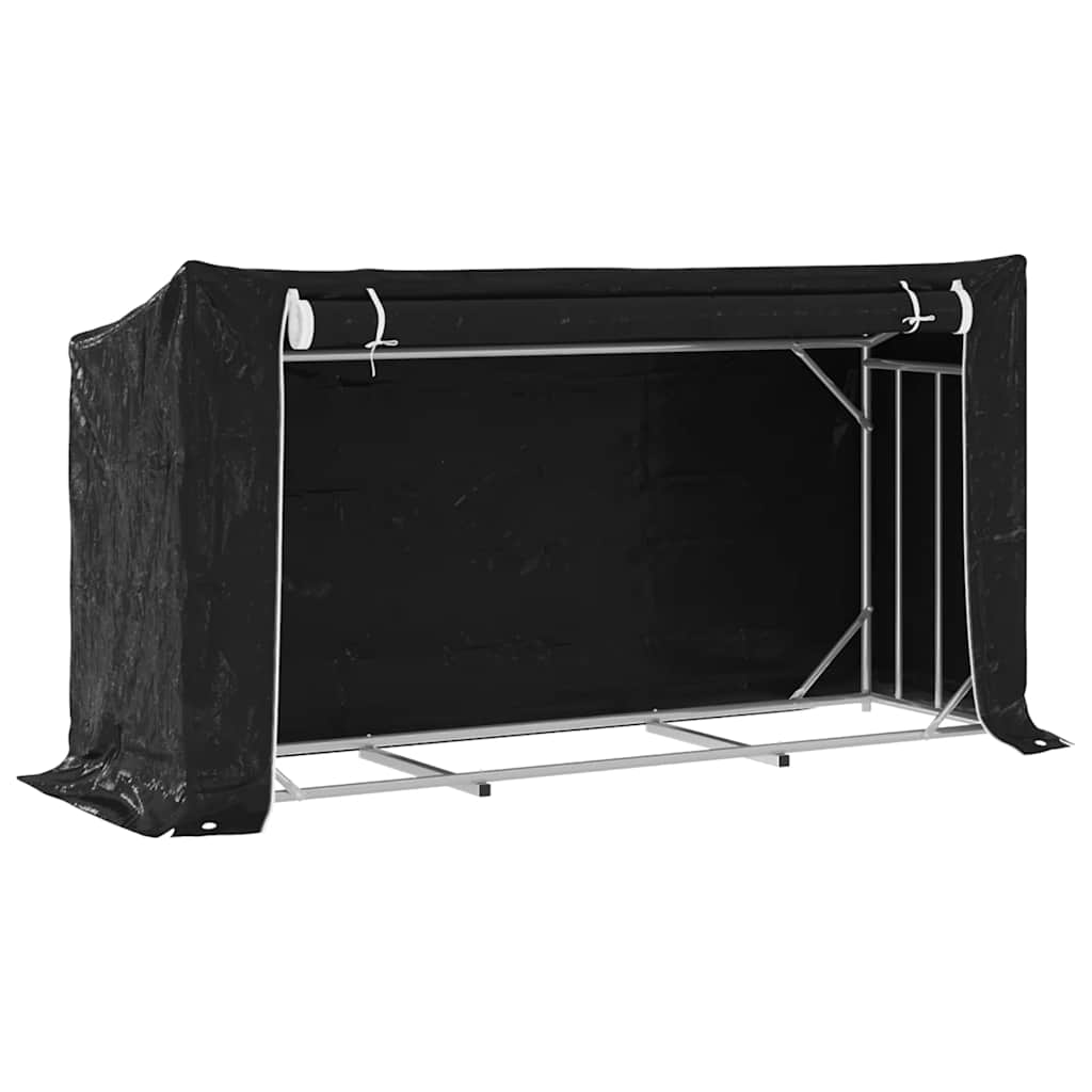 Vidaxl haardhoutrek met regenhoes 200,5x60,5x110,5 cm staal