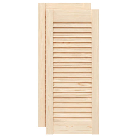 Vidaxl kastdeuren met lamellen 2 st 69x29,5 cm massief grenenhout