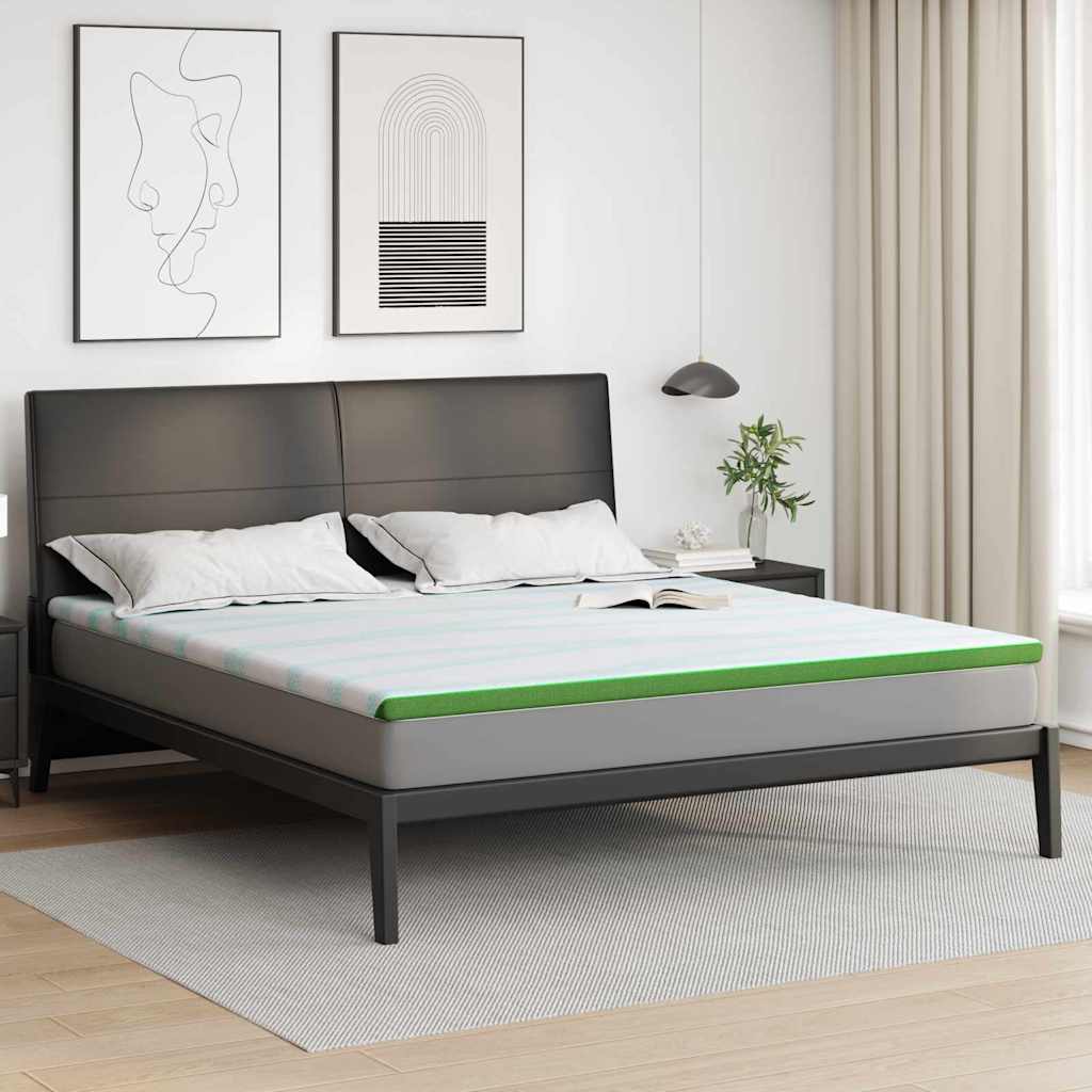 Vidaxl matrastopper wit en groen 200 x 200 cm jacquard stof