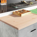 Vidaxl garagekast 60x51x85 cm massief grenenhout betongrijs