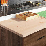 Vidaxl garagekast 60x51x85 cm massief grenenhout bruin eikenkleurig