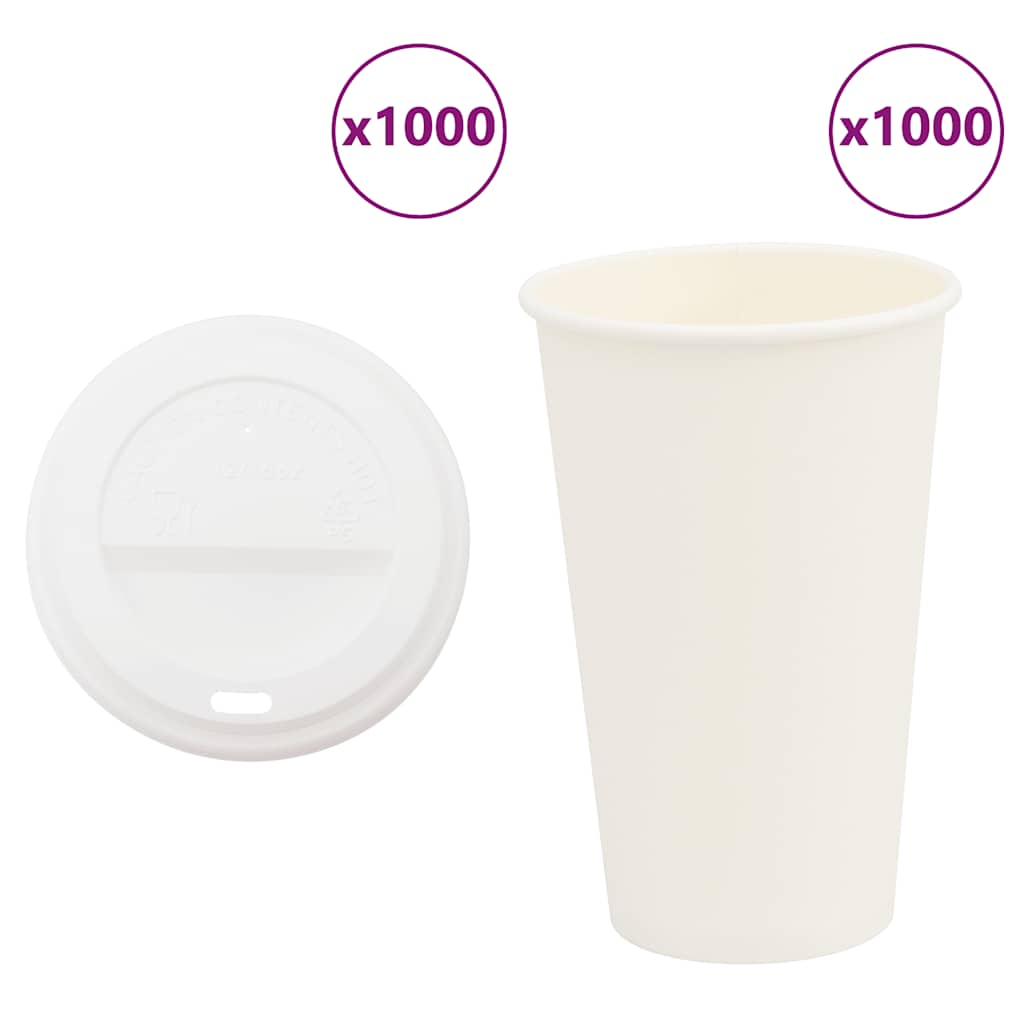 Vidaxl papieren koffiekopjes met deksel 1000 st 16oz 400 ml