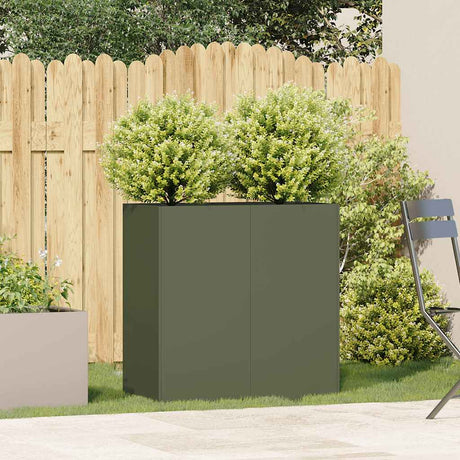 Vidaxl plantenbak 40x40x80 cm koudgewalst staal olijfgroen