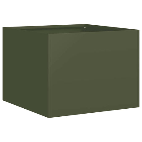 Vidaxl plantenbak 40x40x30 cm staal olijfgroen