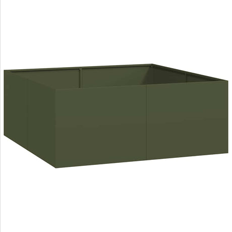 Vidaxl plantenbak 100x100x40 cm staal olijfgroen