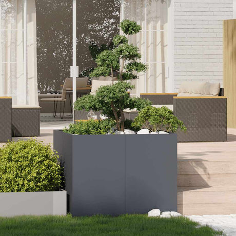 Vidaxl plantenbak 100x100x80 cm staal antracietkleurig