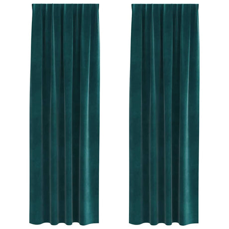 Vidaxl verduisterende gordijnen 2 pcs donkergroen 140 x 225 cm fluweel