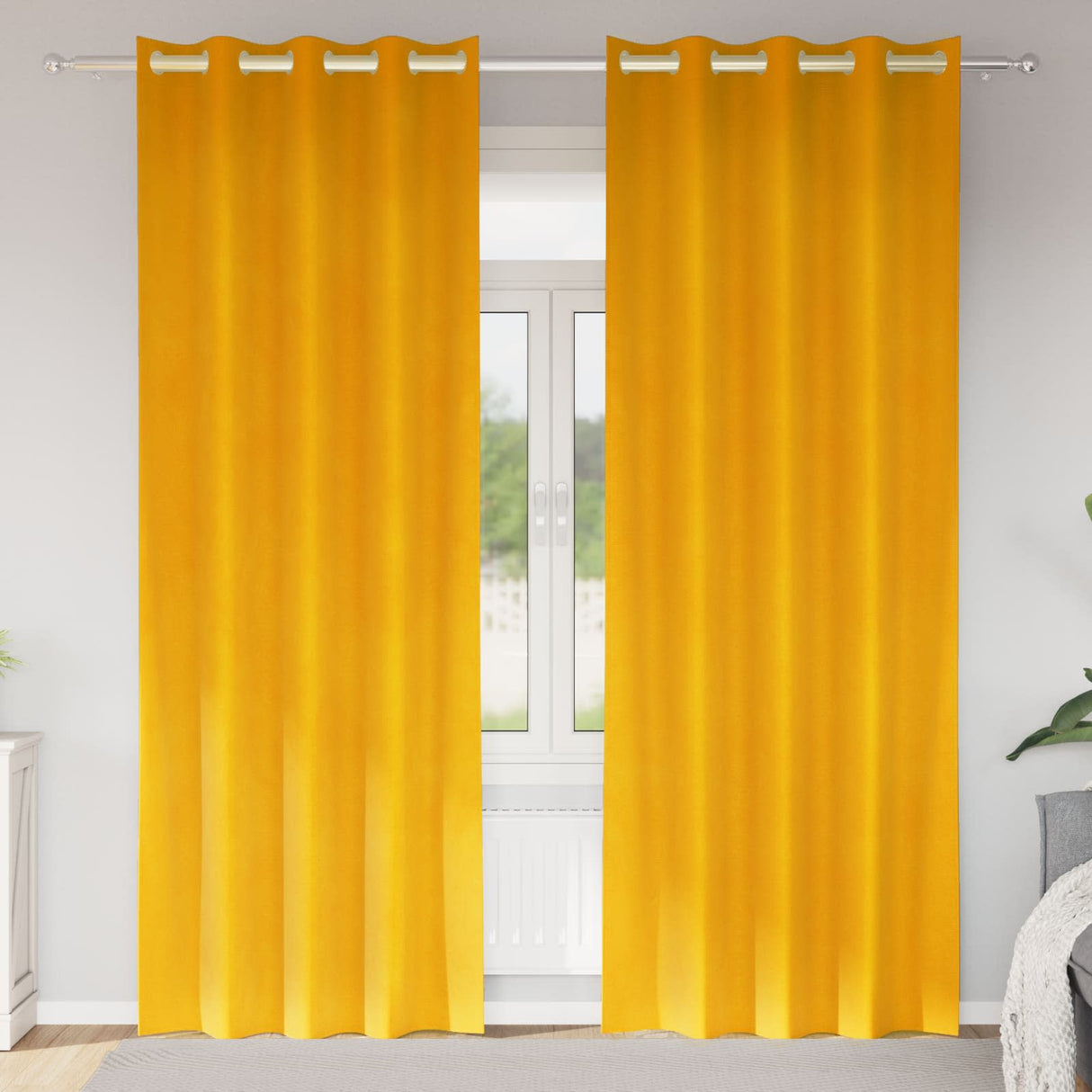 Vidaxl verduisterende gordijnen 2 pcs mosterdgeel 140 x 245 cm fluweel