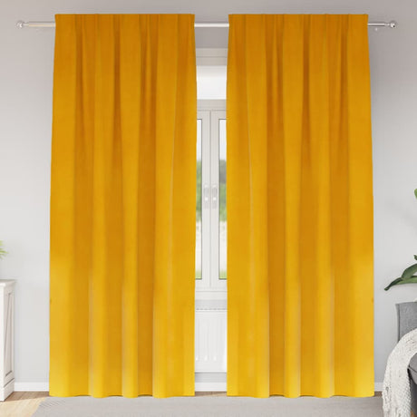 Vidaxl verduisterende gordijnen 2 pcs mosterdgeel 140 x 260 cm fluweel