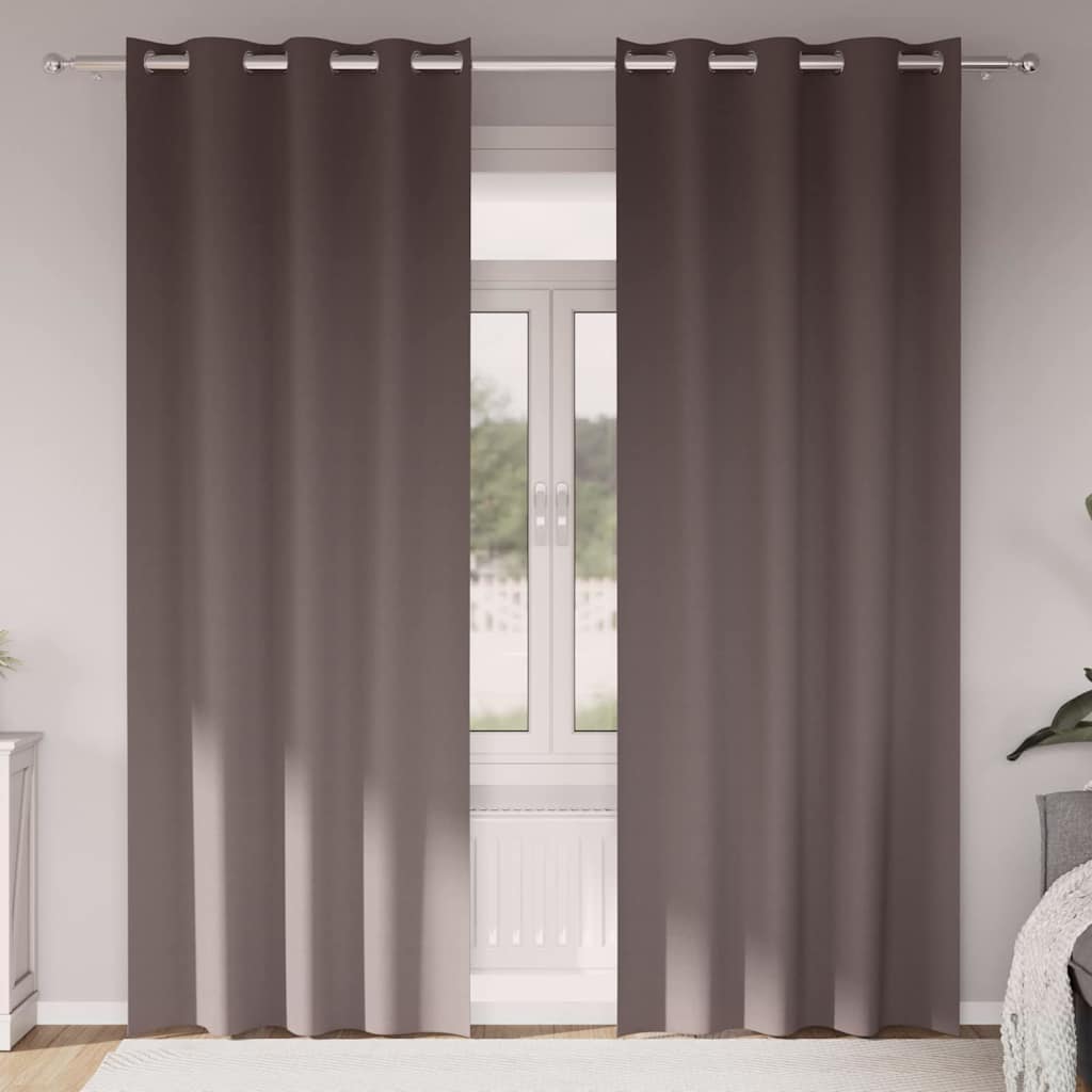 Vidaxl zwart-out gordijnen met ringen 2 pcs donkerbruin 225 x 140 cm