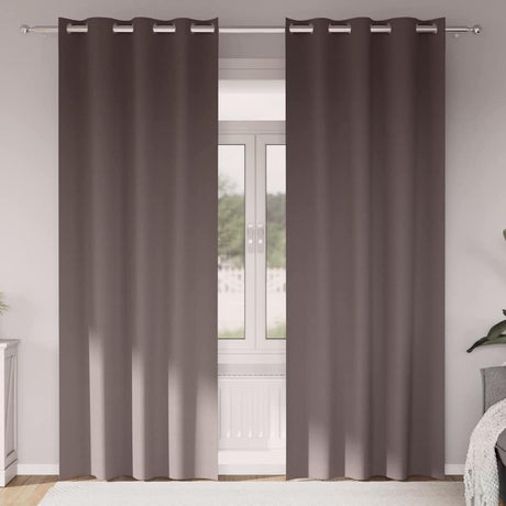 Vidaxl zwart-out gordijnen met ringen 2 pcs donkerbruin 245 x 140 cm