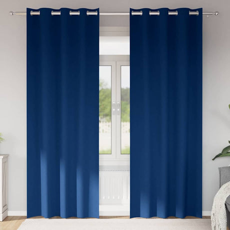 Vidaxl zwart-out gordijnen met ringen 2 pcs donkerblauw 245 x 140 cm