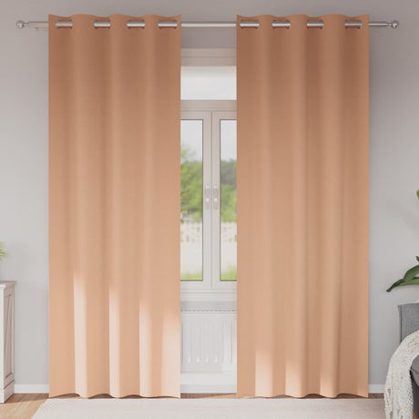 Vidaxl zwart-out gordijnen met ringen 2 pcs licht bruin 225 x 140 cm
