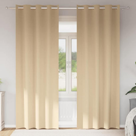 Vidaxl zwart-out gordijnen met ringen 2 pcs crème 260 x 140 cm