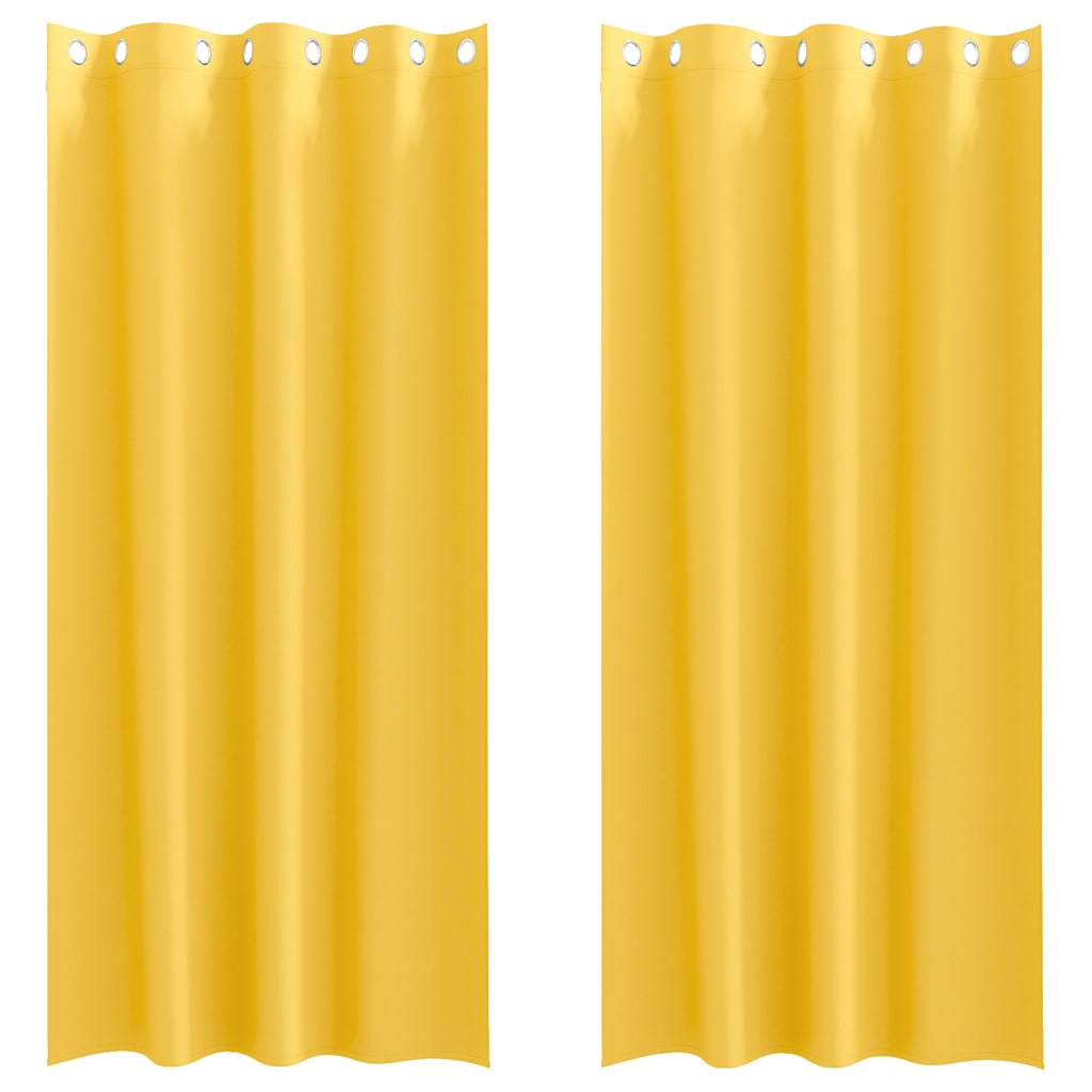 Vidaxl zwart-out gordijnen met ringen 2 pcs mosterdgeel 245 x 140 cm