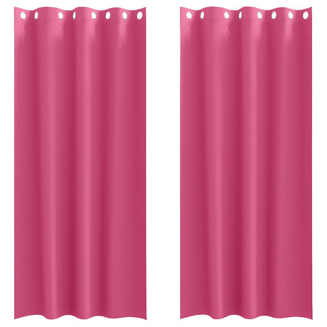 Vidaxl zwart-out gordijnen met ringen 2 pcs felroze 260 x 140 cm