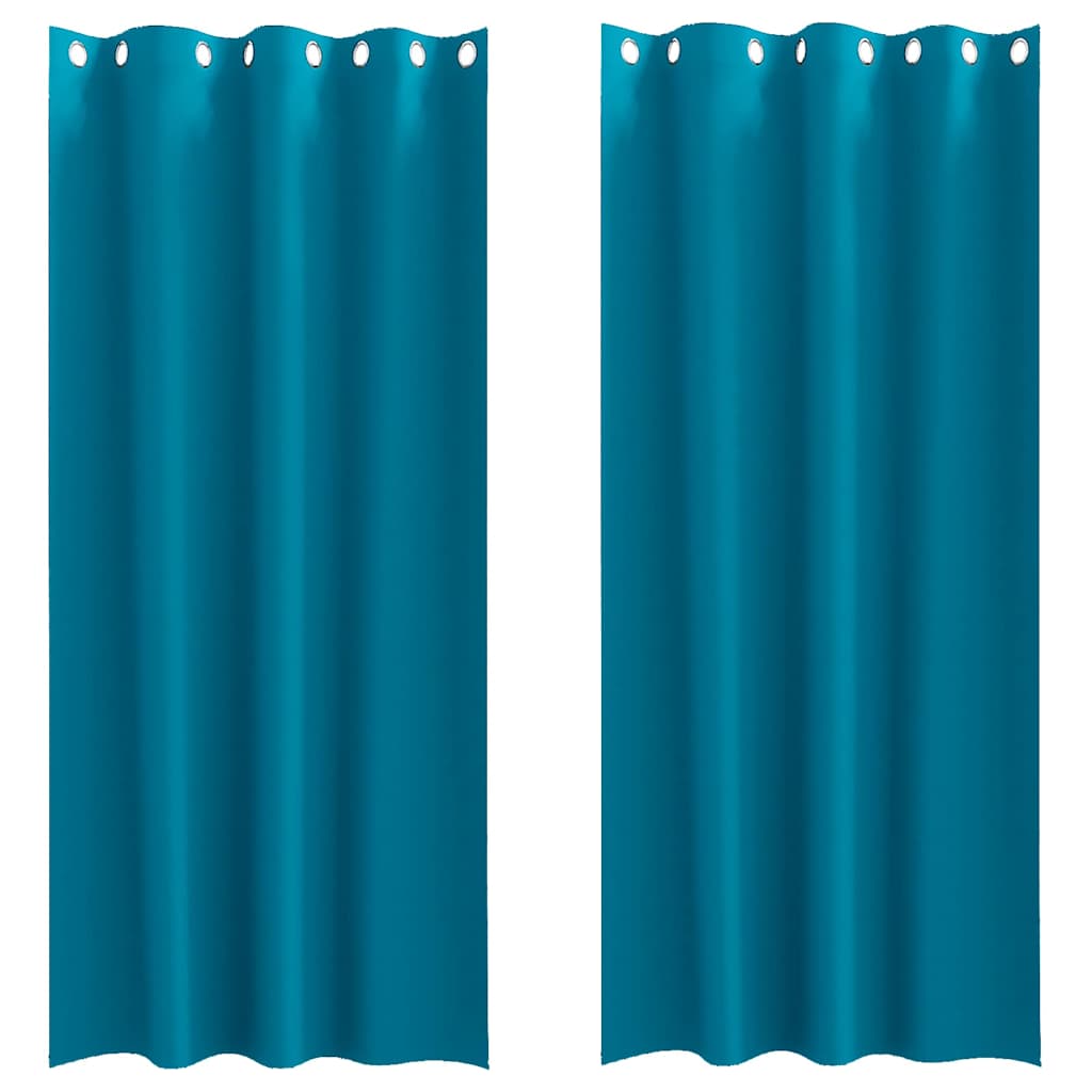 Vidaxl zwart-out gordijnen met ringen 2 pcs turquoise 260 x 140 cm