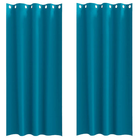 Vidaxl zwart-out gordijnen met ringen 2 pcs turquoise 260 x 140 cm