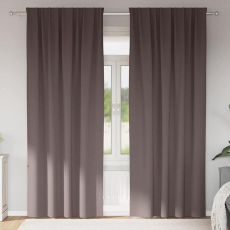 Vidaxl zwart-out gordijnen met ringen 2 pcs donkerbruin 245 x 140 cm