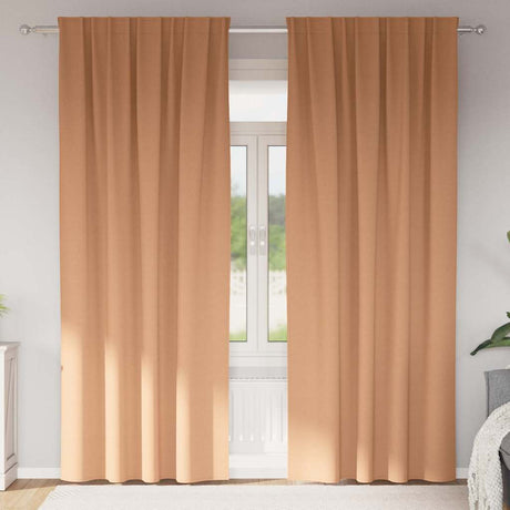 Vidaxl zwart-out gordijnen met ringen 2 pcs licht bruin 225 x 140 cm