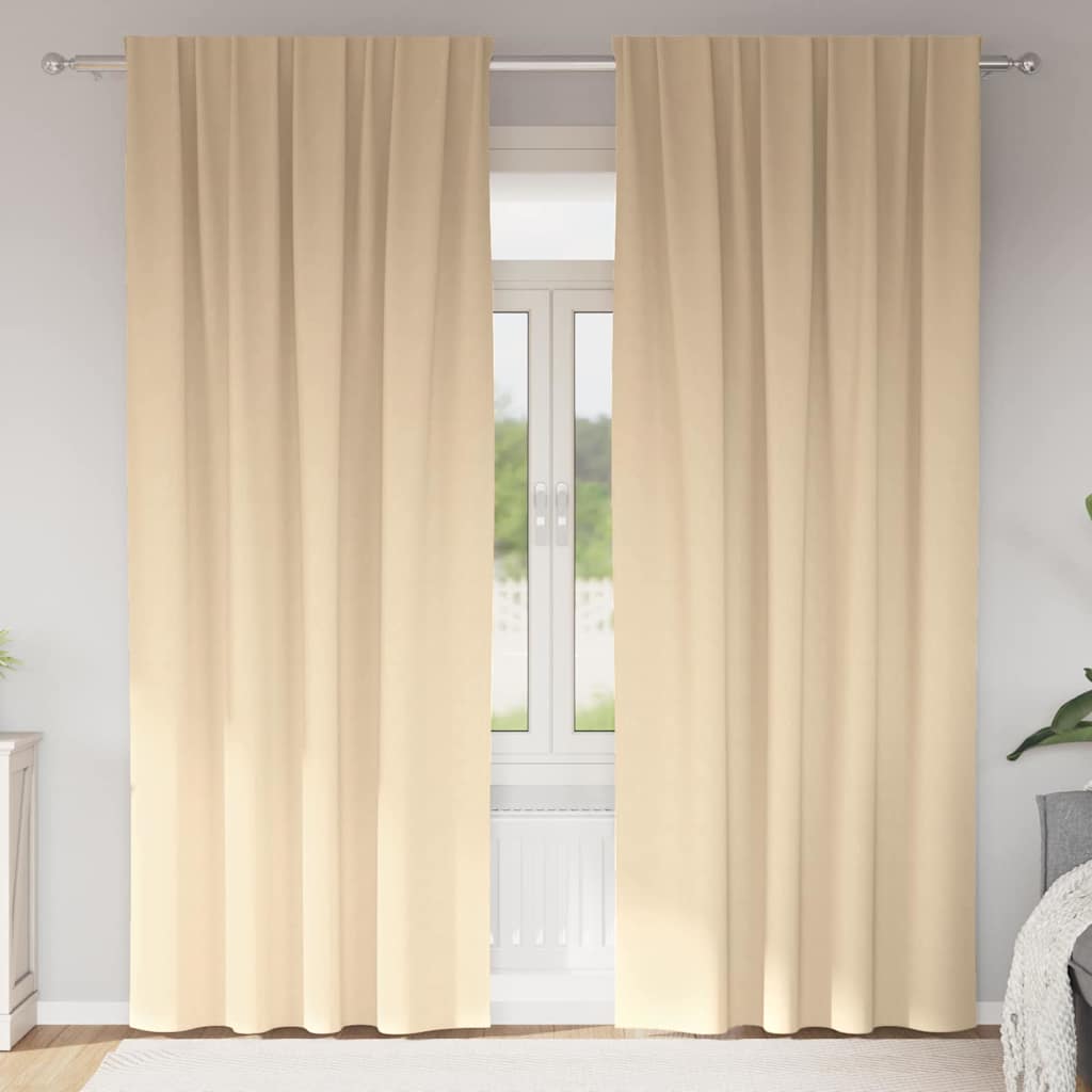 Vidaxl zwart-out gordijnen met ringen 2 pcs crème 260 x 140 cm
