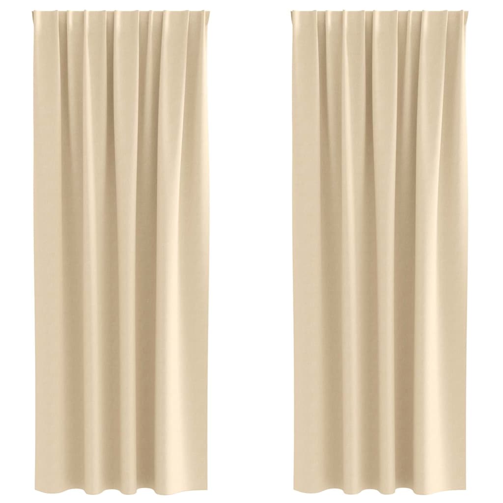 Vidaxl zwart-out gordijnen met ringen 2 pcs crème 260 x 140 cm