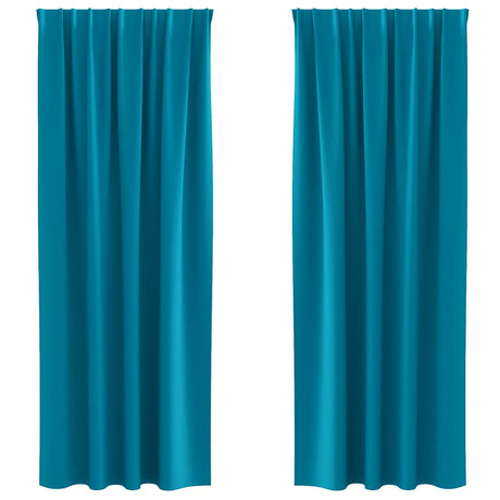 Vidaxl zwart-out gordijnen met ringen 2 pcs turquoise 260 x 140 cm