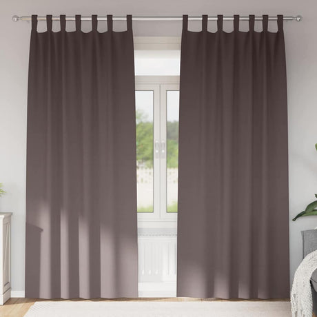Vidaxl zwart-out gordijnen met ringen 2 pcs donkerbruin 260 x 140 cm