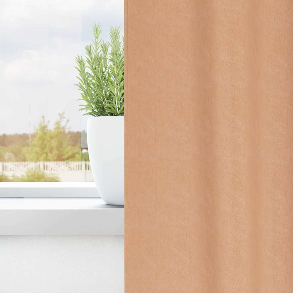 Vidaxl zwart-out gordijnen met ringen 2 pcs licht bruin 225 x 140 cm