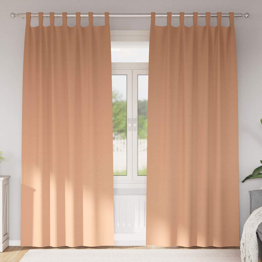 Vidaxl zwart-out gordijnen met ringen 2 pcs licht bruin 225 x 140 cm
