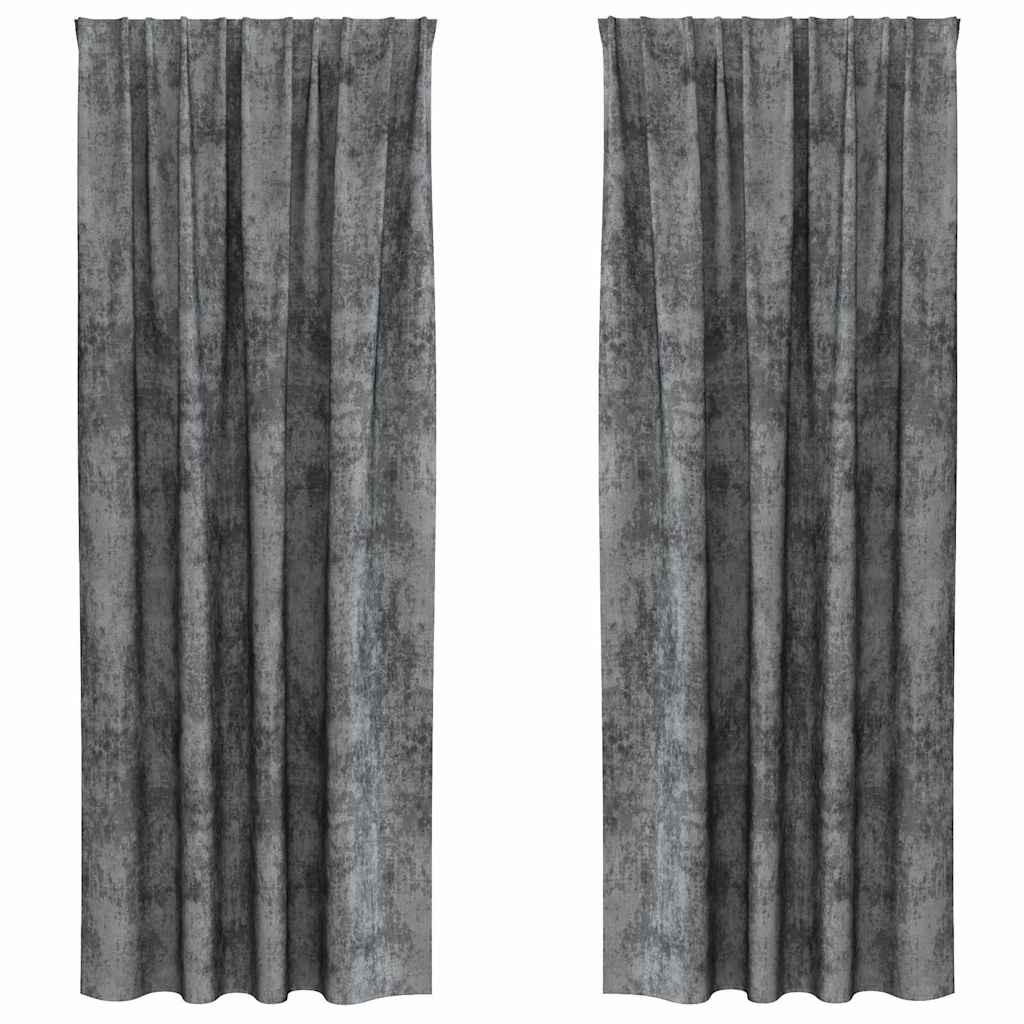 Vidaxl velvet gordijnen met gordijnen 2 pcs grijs 245 x 140 cm fluweel