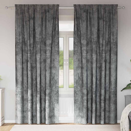 Vidaxl velvet gordijnen met gordijnen 2 pcs grijs 260 x 140 cm fluweel